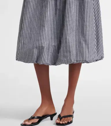 Bananhot Alba gingham cotton poplin midi skirt | Thumbnail 3