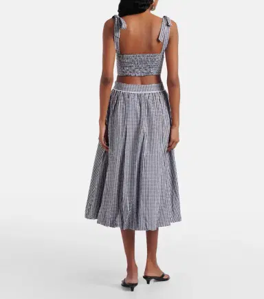 Bananhot Alba gingham cotton poplin midi skirt | Thumbnail 5