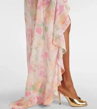 Bananhot Malena floral ruffled asymmetric maxi dress | Thumbnail 2