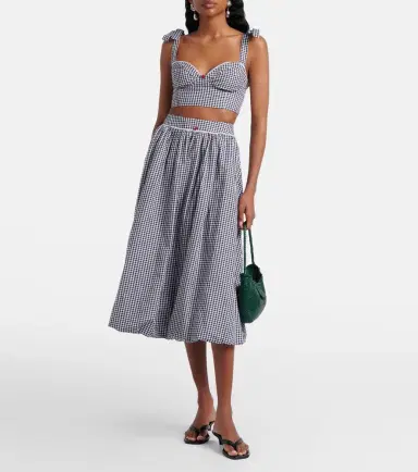 Bananhot Alba gingham cotton poplin crop top | Thumbnail 2