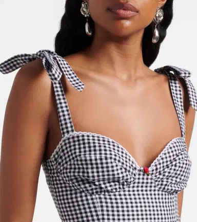Bananhot Alba gingham cotton poplin crop top | Thumbnail 4