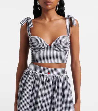 Bananhot Alba gingham cotton poplin crop top | Thumbnail 5
