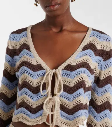Bananhot Miana open-knit cotton-blend crop top | Thumbnail 2