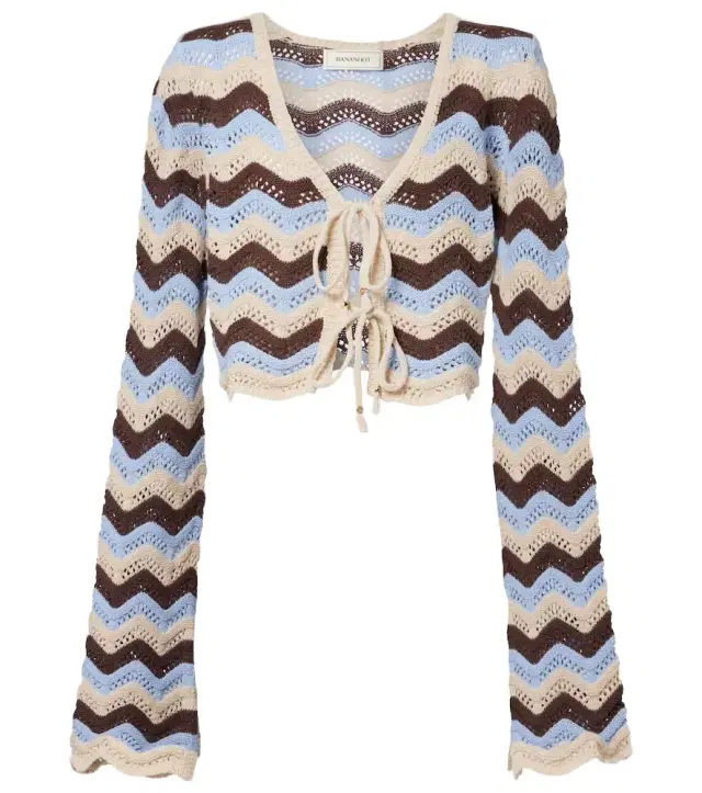 Miana open-knit cotton-blend crop top