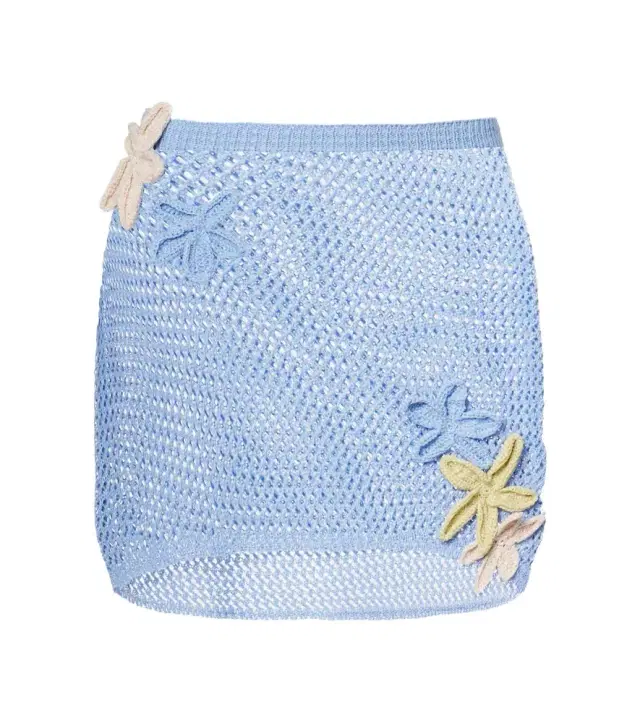 Bananhot Cori open-knit lamé miniskirt