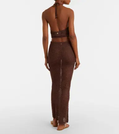 Bananhot Cori open-knit lamé maxi skirt | Thumbnail 3