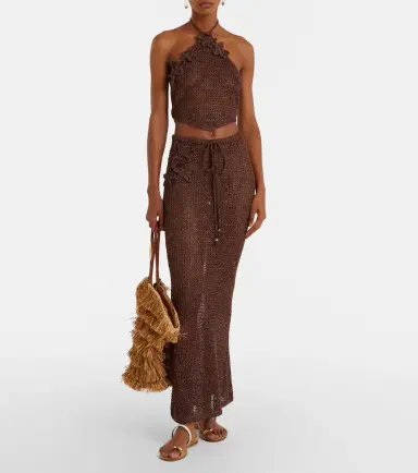 Bananhot Cori open-knit lamé maxi skirt | Thumbnail 6