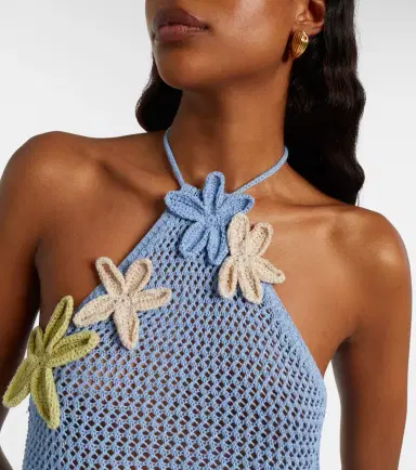Bananhot Cori open-knit lamé crop top | Thumbnail 5