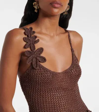 Bananhot Maris open-knit lamé minidress | Thumbnail 4