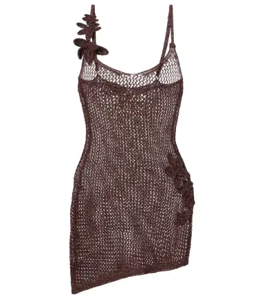 Bananhot Maris open-knit lamé minidress | Thumbnail 1