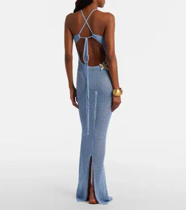 Bananhot Hilsa open-knit lamé maxi dress | Thumbnail 2