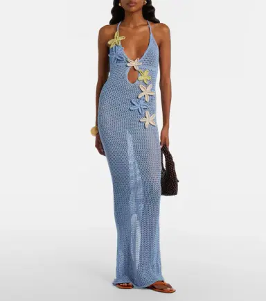 Bananhot Hilsa open-knit lamé maxi dress | Thumbnail 4