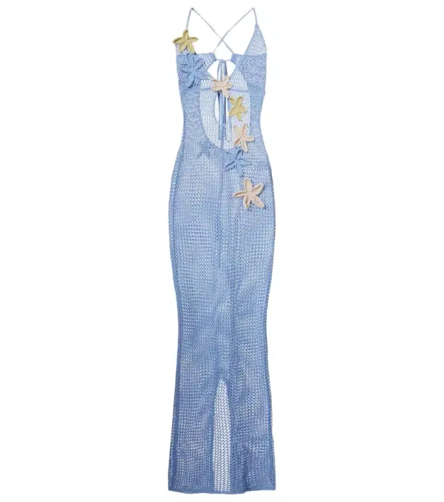 Bananhot Hilsa open-knit lamé maxi dress