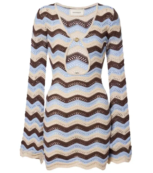 Rey striped knitted cotton-blend minidress