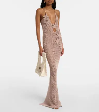 Bananhot Hilsa open-knit lamé maxi dress | Thumbnail 3