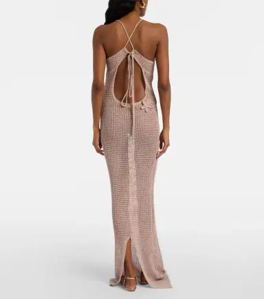 Bananhot Hilsa open-knit lamé maxi dress | Thumbnail 4