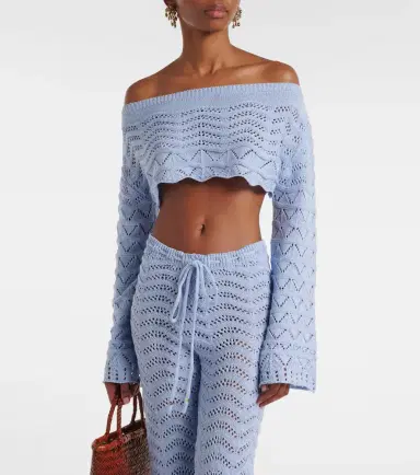 Bananhot Helena crochet cotton-blend crop top | Thumbnail 2