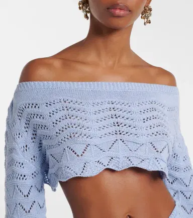 Bananhot Helena crochet cotton-blend crop top | Thumbnail 3
