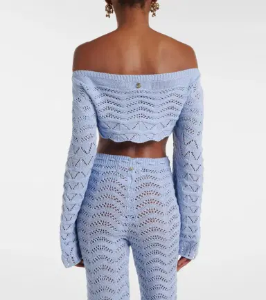 Bananhot Helena crochet cotton-blend crop top | Thumbnail 5