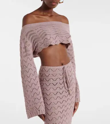 Bananhot Helena crochet cotton-blend crop top | Thumbnail 2
