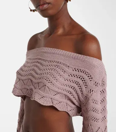 Bananhot Helena crochet cotton-blend crop top | Thumbnail 4