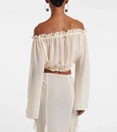 Bananhot Ora ruffled off-shoulder crop top | Thumbnail 5