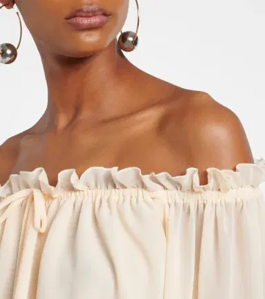 Bananhot Ora ruffled off-shoulder crop top | Thumbnail 6