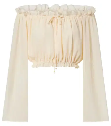 Bananhot Ora ruffled off-shoulder crop top | Thumbnail 1
