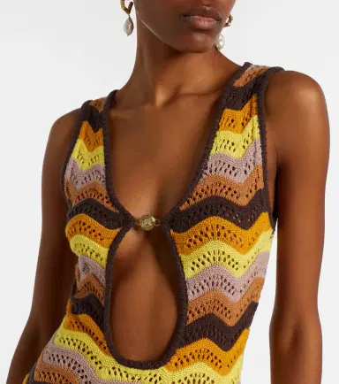 Bananhot Charli chevron crochet cotton-blend maxi dress | Thumbnail 3