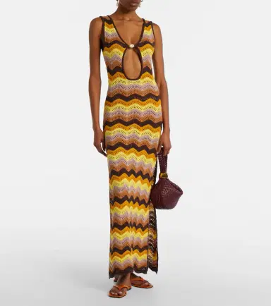 Bananhot Charli chevron crochet cotton-blend maxi dress | Thumbnail 4