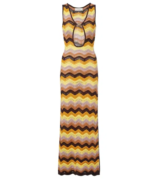 Charli chevron crochet cotton-blend maxi dress