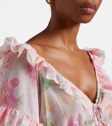 Bananhot Anita floral ruffled off-shoulder crop top | Thumbnail 5