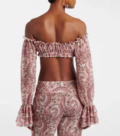 Bananhot Elma off-shoulder paisley crop top | Thumbnail 4