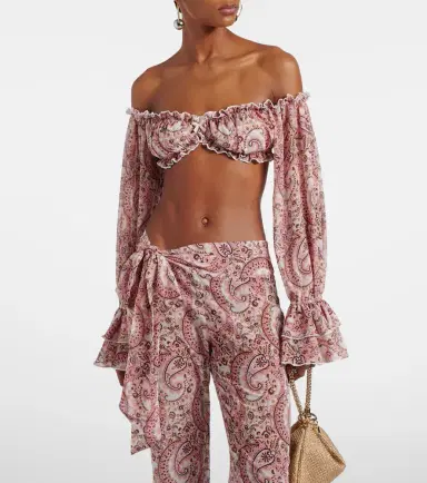 Bananhot Elma off-shoulder paisley crop top | Thumbnail 5