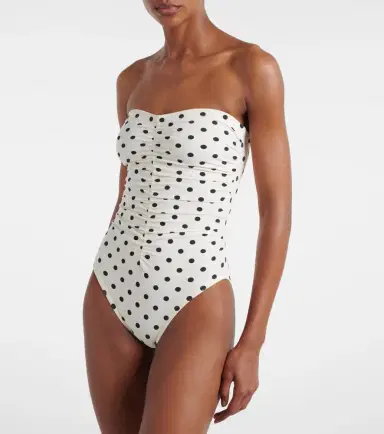 Karla Colletto Ruched polka-dot bandeau swimsuit | Thumbnail 4