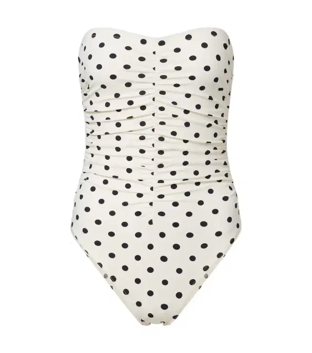 Karla Colletto Ruched polka-dot bandeau swimsuit