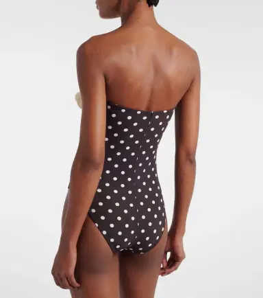 Karla Colletto Floral appliqué polka-dot bandeau swimsuit | Thumbnail 4