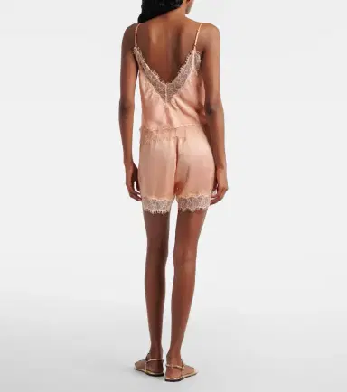 Poupette St Barth Doris lace-trimmed satin shorts | Thumbnail 5