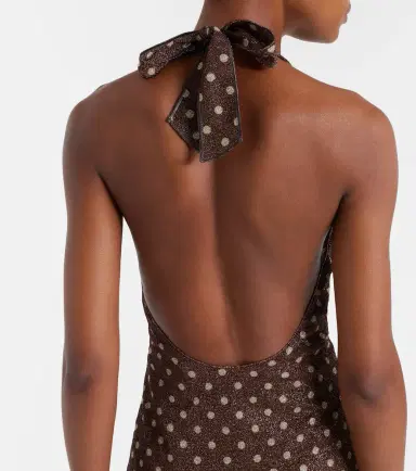 Oséree Oséree Lumière polka-dot halterneck maxi dress | Thumbnail 3