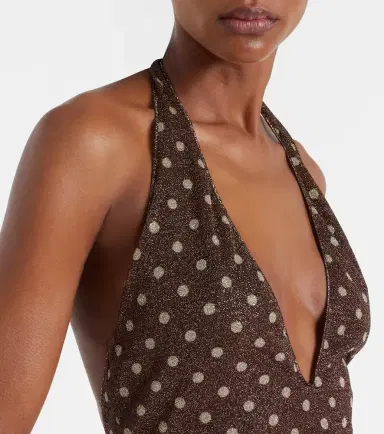 Oséree Oséree Lumière polka-dot halterneck maxi dress | Thumbnail 4