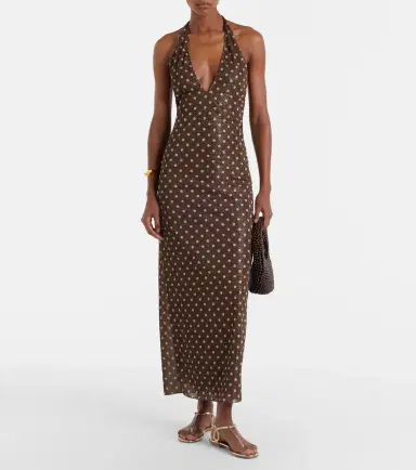 Oséree Oséree Lumière polka-dot halterneck maxi dress | Thumbnail 5