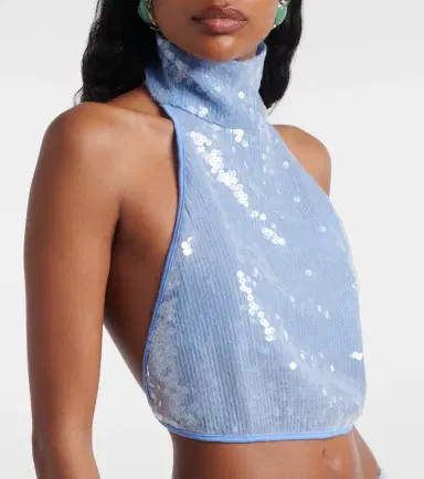 Oséree Oséree Sequined halterneck crop top | Thumbnail 2