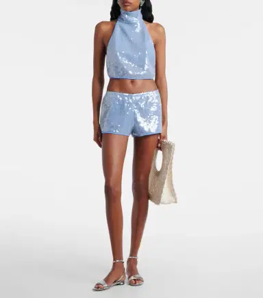 Oséree Oséree Sequined halterneck crop top | Thumbnail 3
