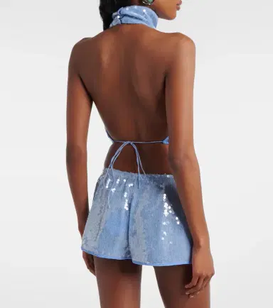 Oséree Oséree Sequined halterneck crop top | Thumbnail 4