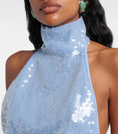 Oséree Oséree Sequined halterneck crop top | Thumbnail 5