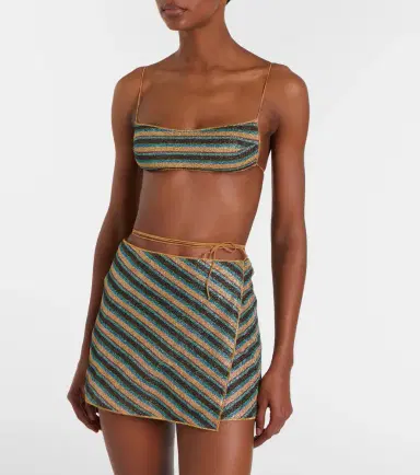 Oséree Oséree Lumière striped wrap skirt | Thumbnail 4