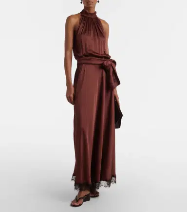 Poupette St Barth Nina halterneck satin maxi dress | Thumbnail 3