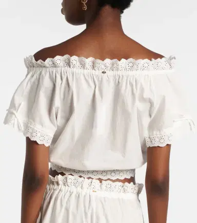 Poupette St Barth Nala pointelle cotton crop top | Thumbnail 2