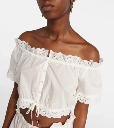 Poupette St Barth Nala pointelle cotton crop top | Thumbnail 4
