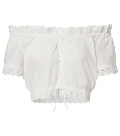 Poupette St Barth Nala pointelle cotton crop top | Thumbnail 1